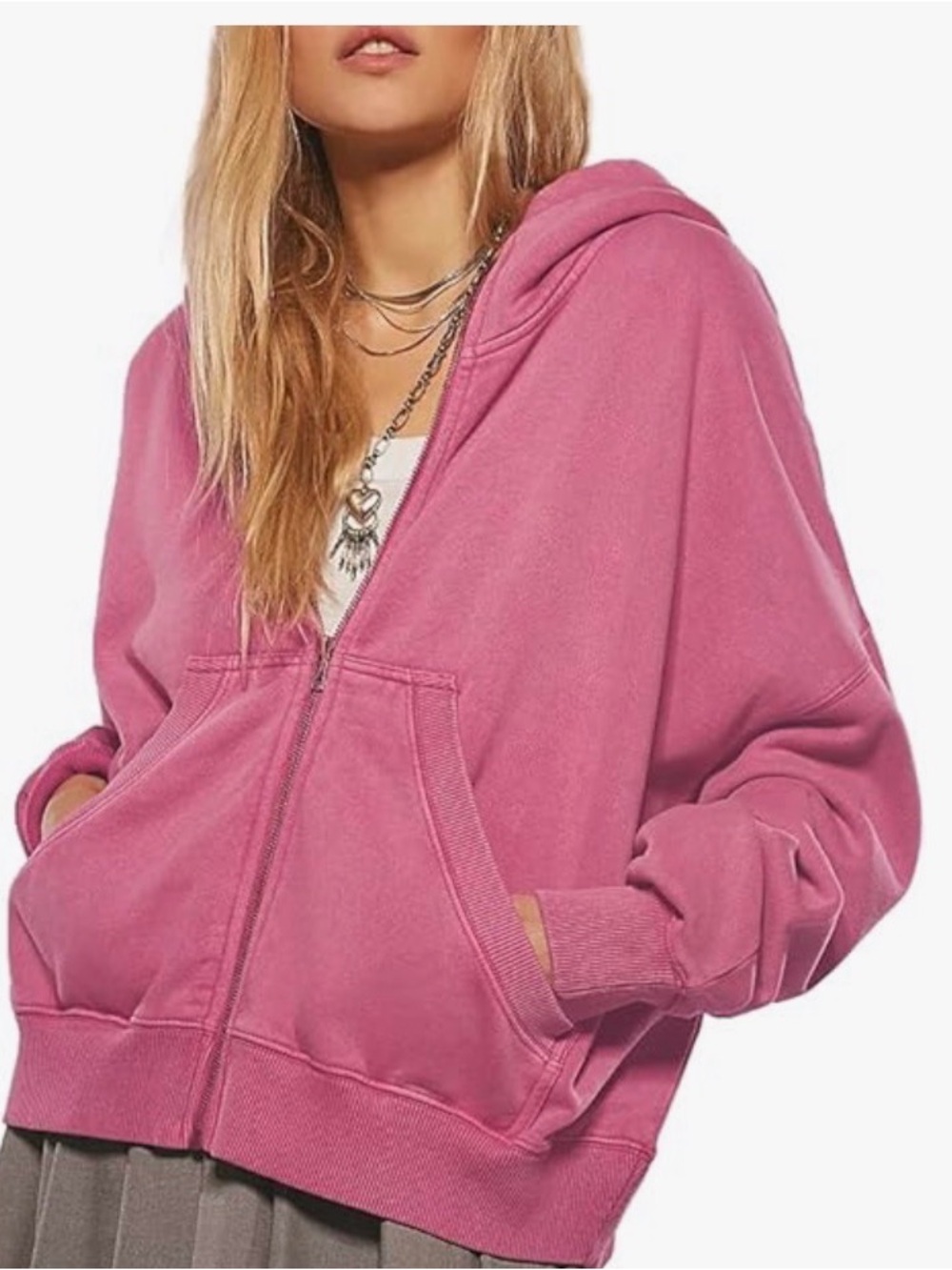 NWT Pink Zip-Up Hoodie Jacket-S-Fleece Lined
